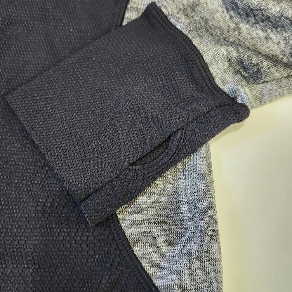 Nux Long‎ Sleeve Workout Top M Black Silver Colorblock Crew Neck Activewear - Picture 6 of 9